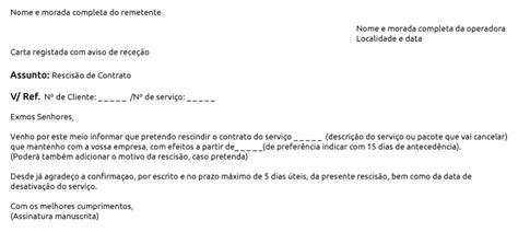 Morada envio carta rescisão .
